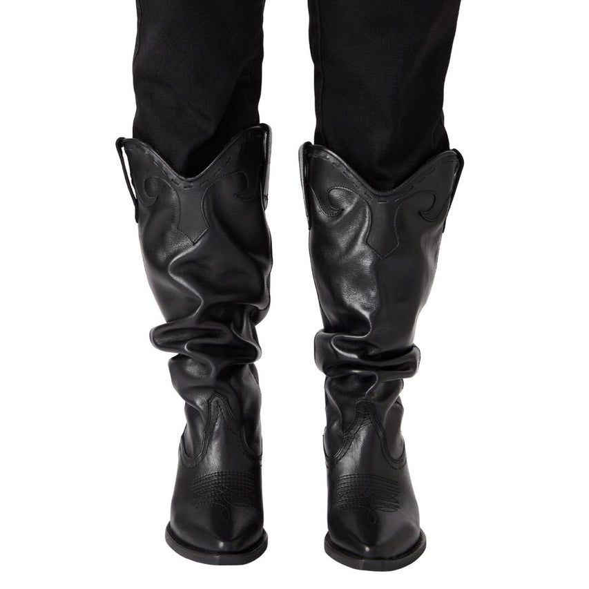 Stage Black Leather Botas Negras Para Mujer Cowboy