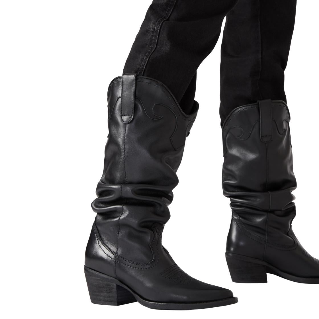 Stage Black Leather Botas Negras Para Mujer de Piel