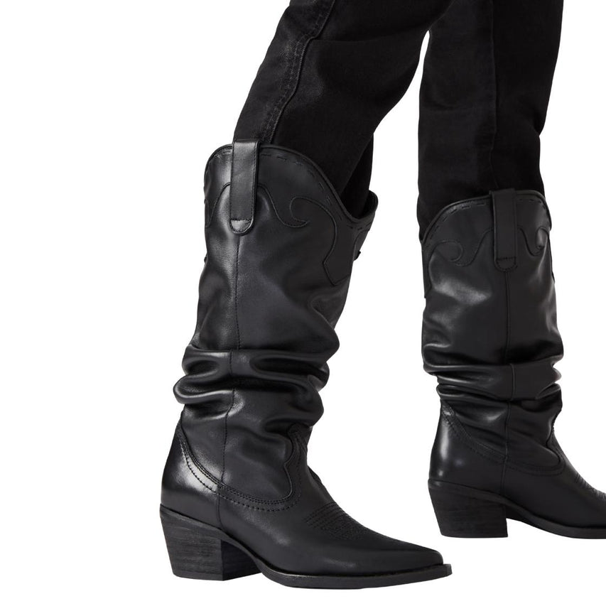 Stage Black Leather Botas Negras Para Mujer de Piel