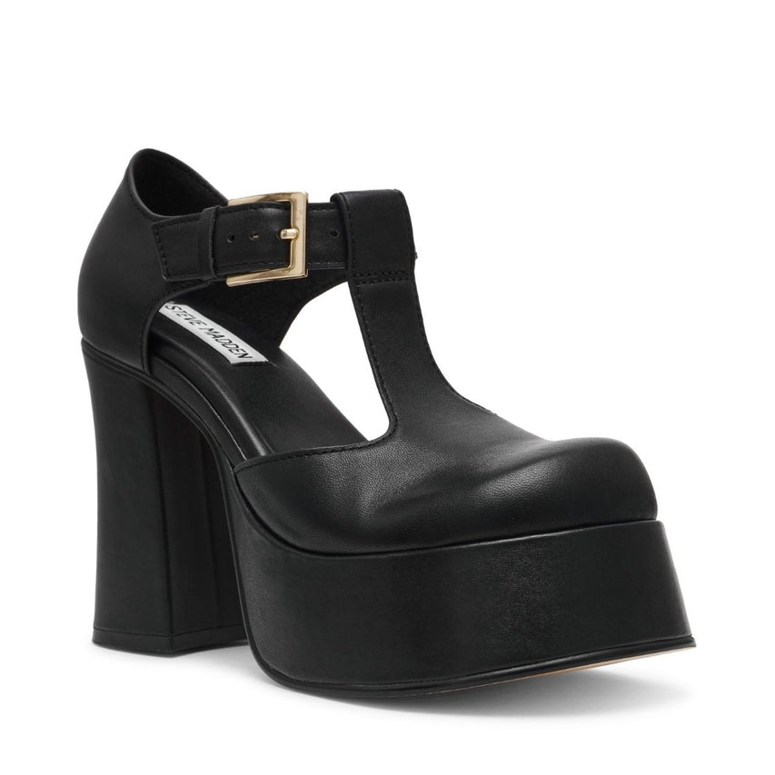 Story Black Leather Mocasines de Tacon Negros
