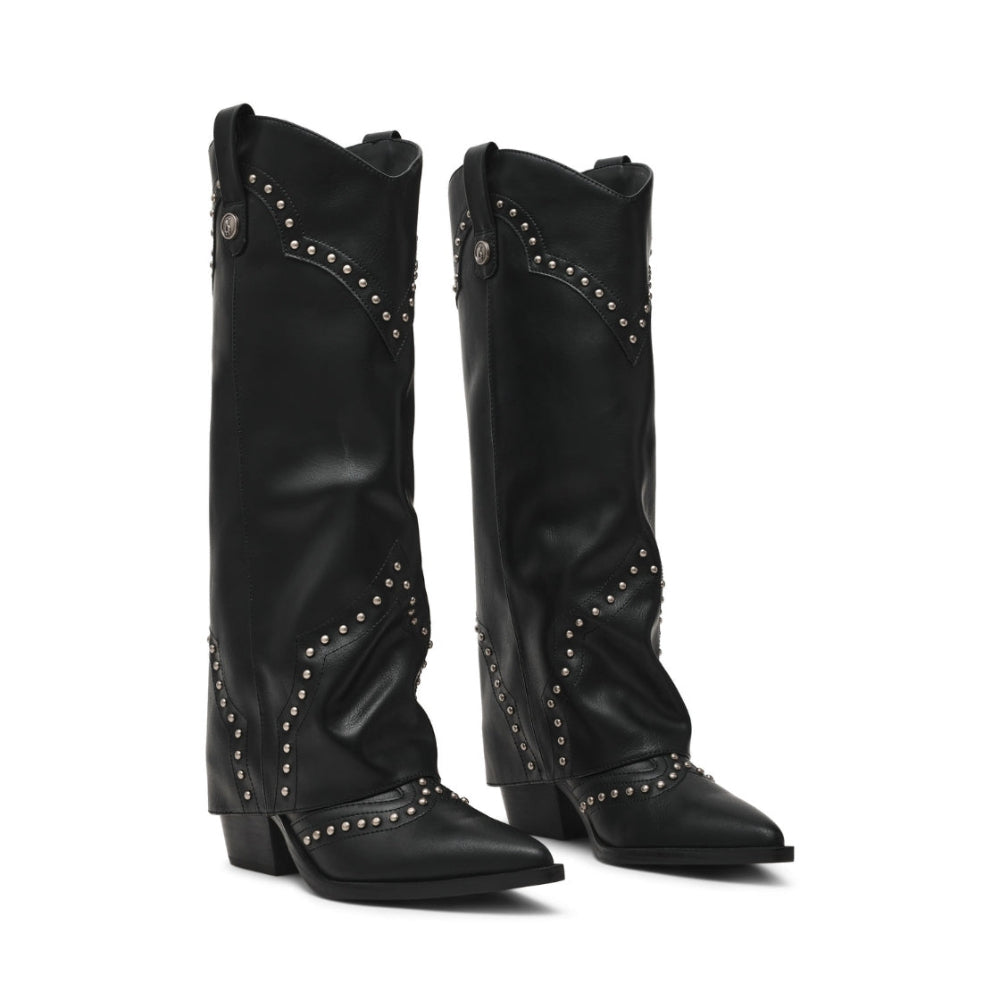 Streamline Black Botas Vaqueras Largas Negras