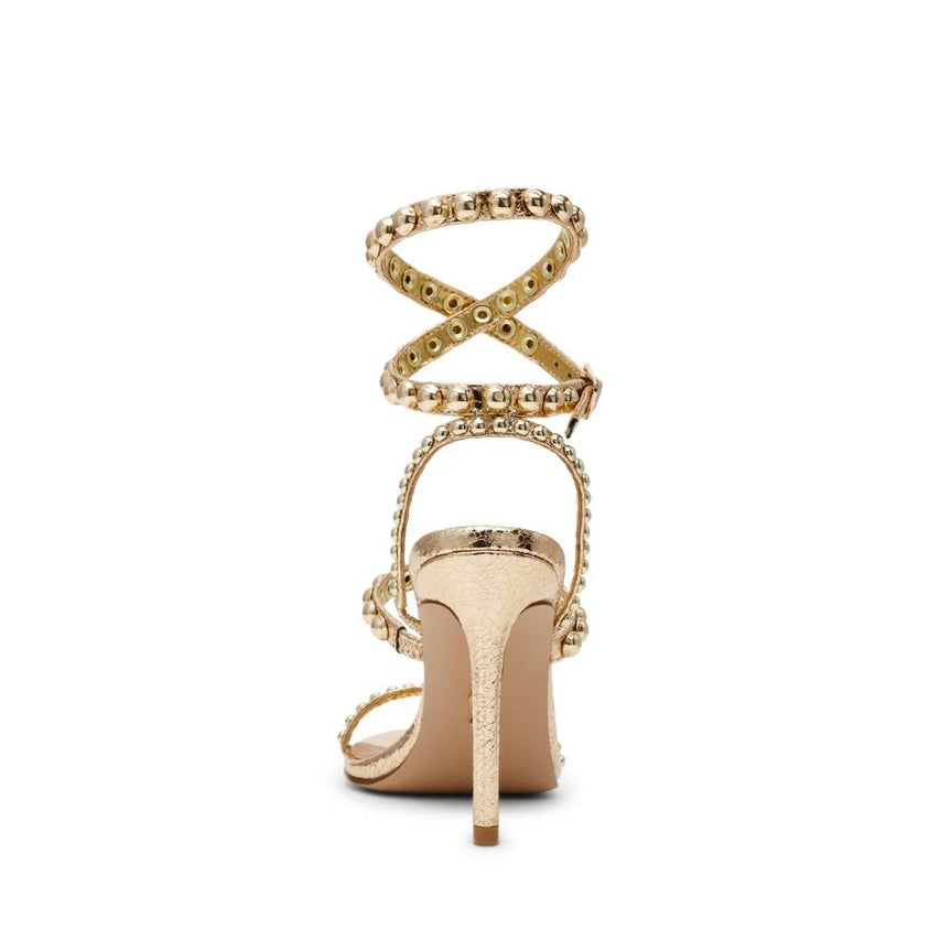 Teena Gold Multi Sandalias de Tacon con Brillos Dorados para Mujer