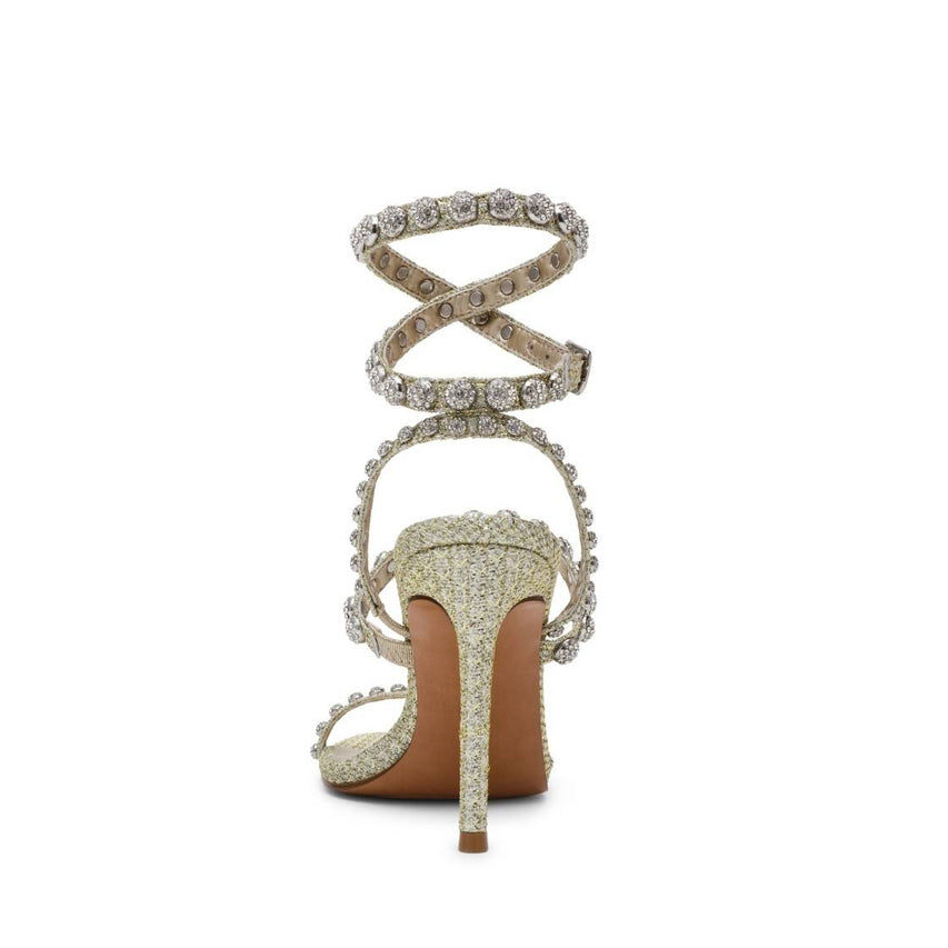 Teena Rhinestone Sandalias de Tacon con Brillos Plateados para Mujer