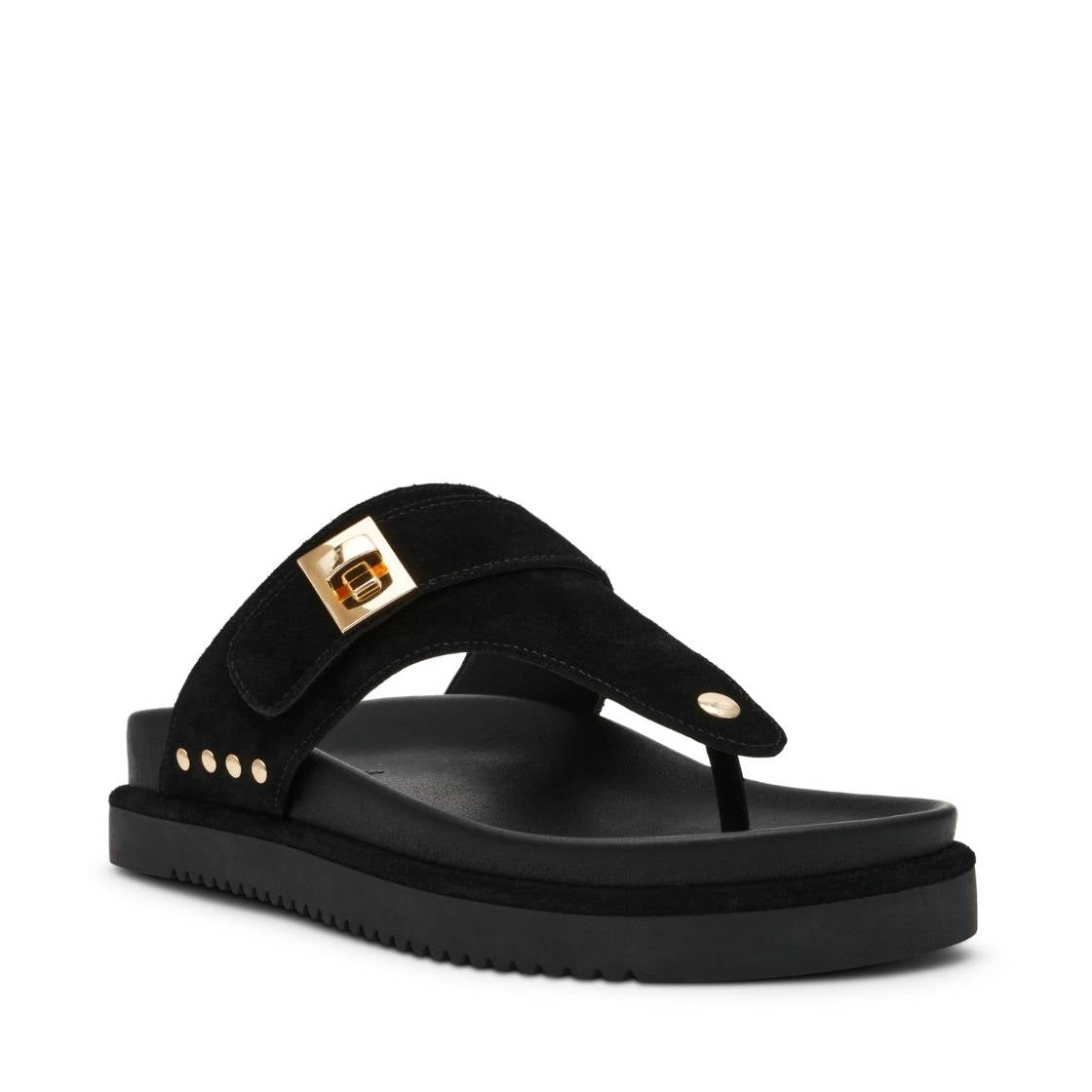 Thona Black Suede Sandalias Negras
