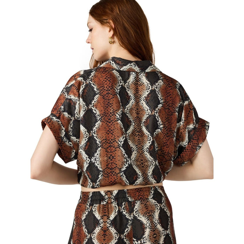 Tori Top Bronze Blusa Café Multi para Mujer