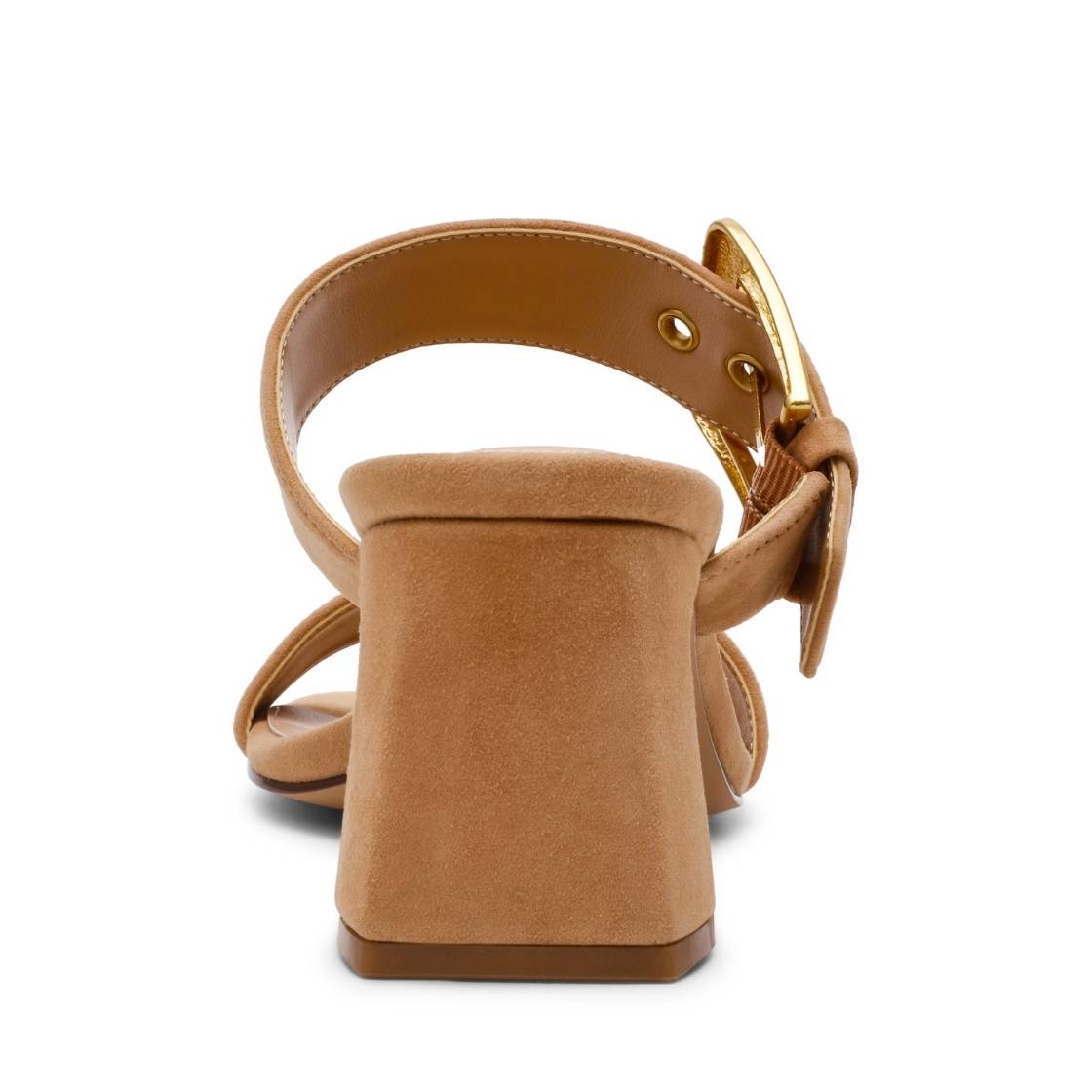 Toriann Camel Suede Sandalias de Tacón Cafés Para Mujer
