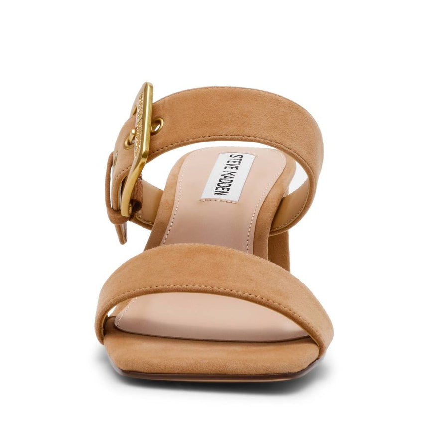 Toriann Camel Suede Sandalias de Tacón Para Mujer