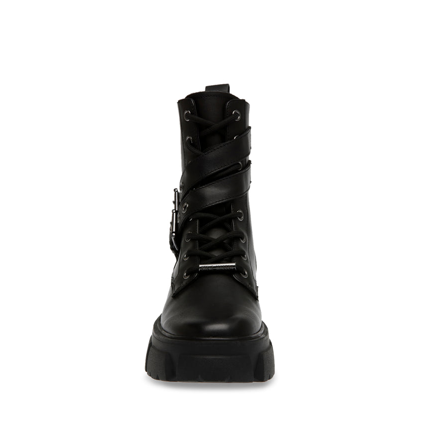 Traction Black Leather Botines para Mujer