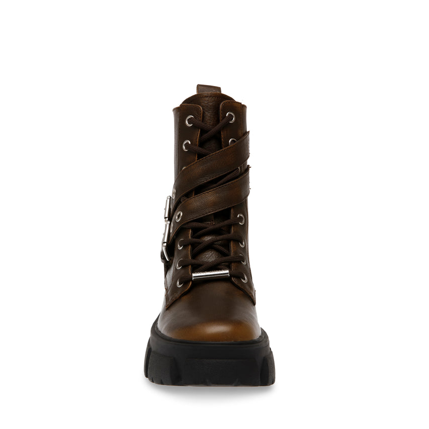 Traction Brown Leather Botines para Mujer