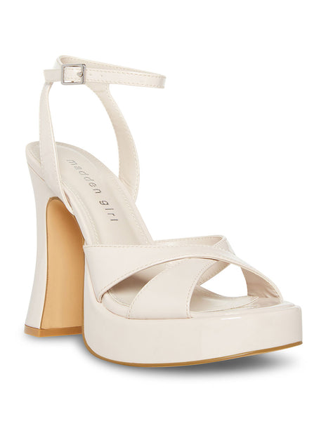 Trista Bone Patent Sandalias de Tacon Blancas