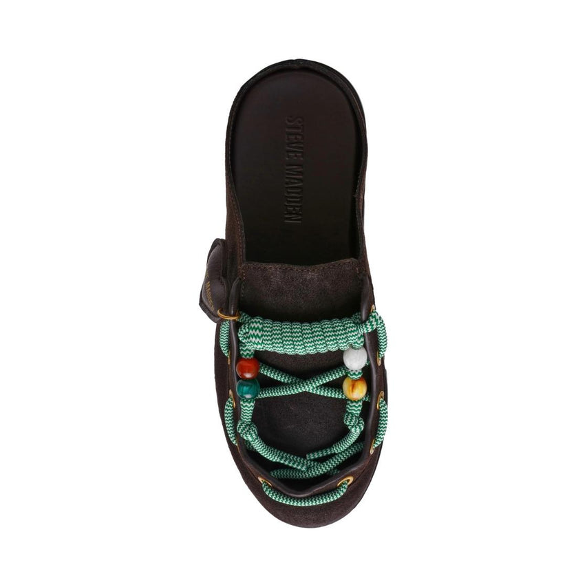 Truelove Chocolate Brown Suede Mules Cafés Para Mujer con Charms