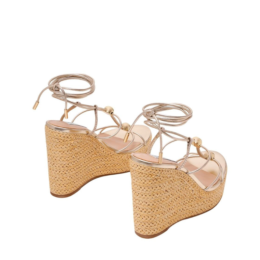 Tulym-R Gold Leather Sandalias de Plataforma Doradas Para Mujer