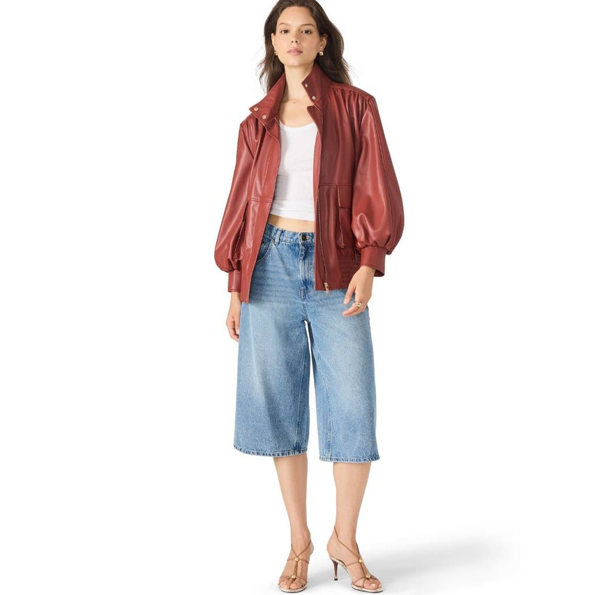 Vee Jacket Dusty Brick Chamarra Tipo Piel Oversize Roja