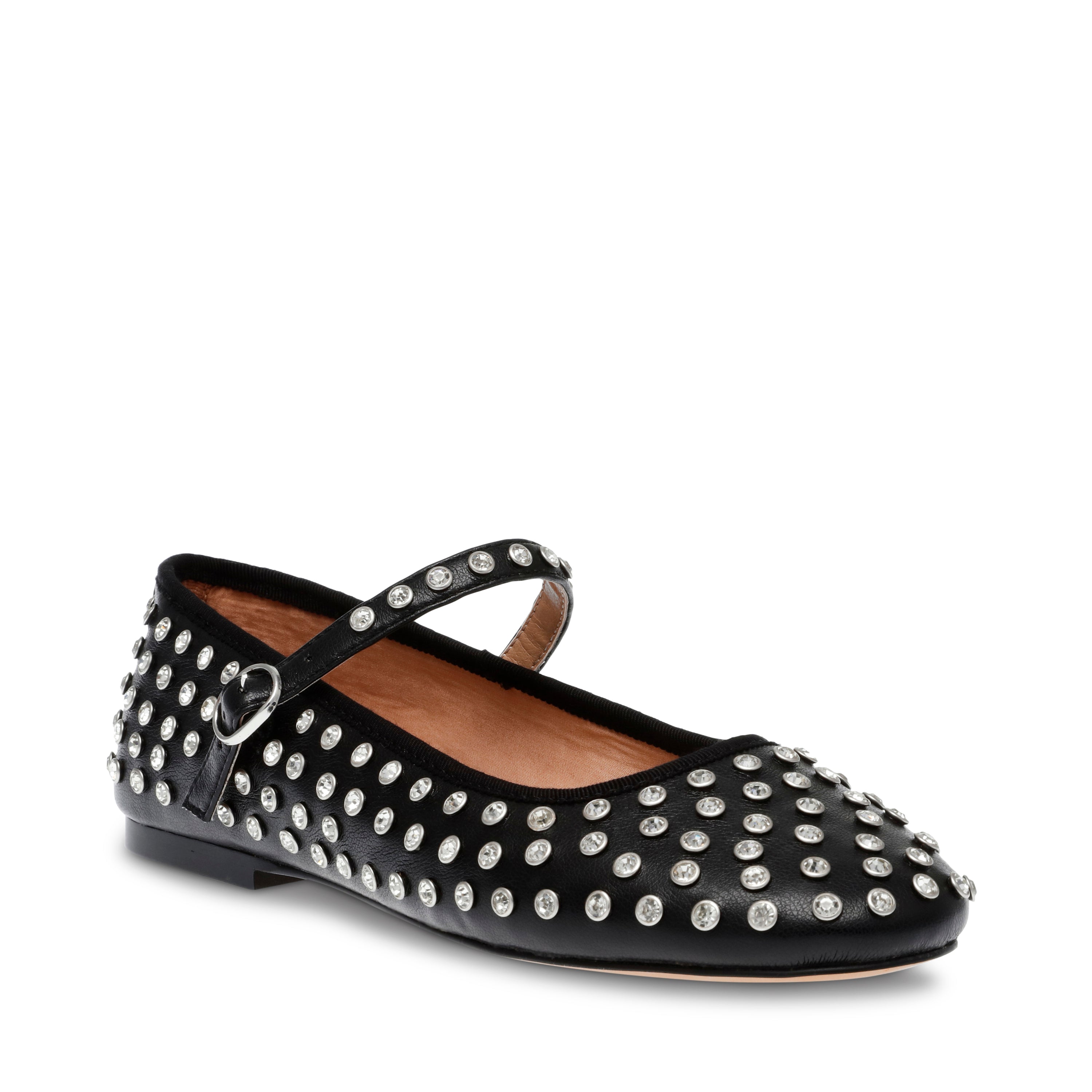 Vinetta R Rhinestone Flats Negros con Brillos
