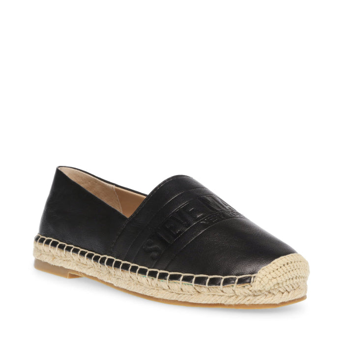 Waken Jet Black Leather Flats Negros