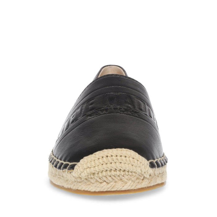 Waken Jet Black Leather Flats para Mujer