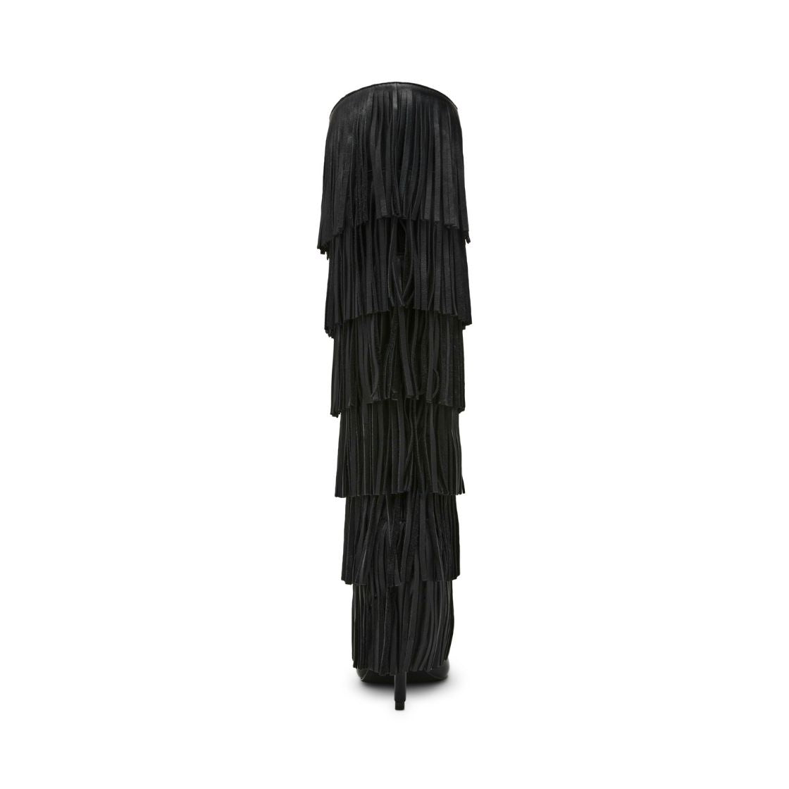 Wanderlust Balck Leather Botas Largas con Flequillos Negras para Mujer