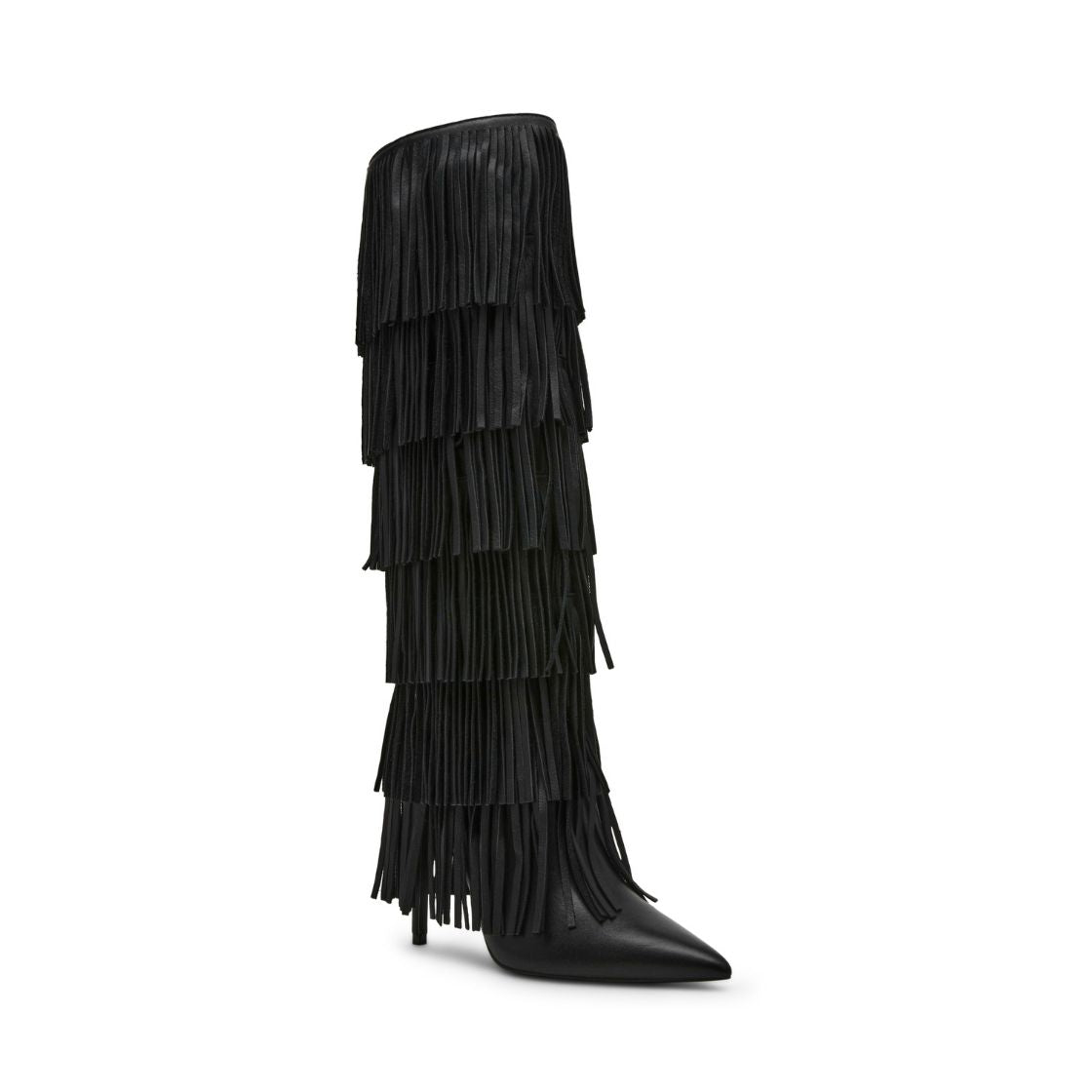 Wanderlust Balck Leather Botas Largas con Flequillos Negras