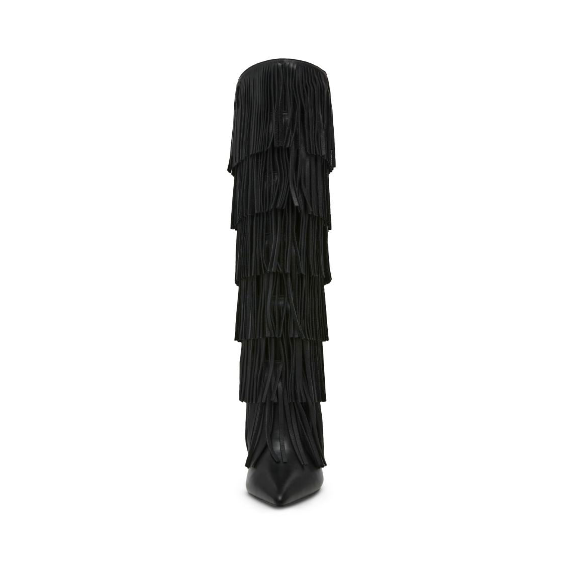 Wanderlust Balck Leather Botas Largas con Flequillos para Mujer