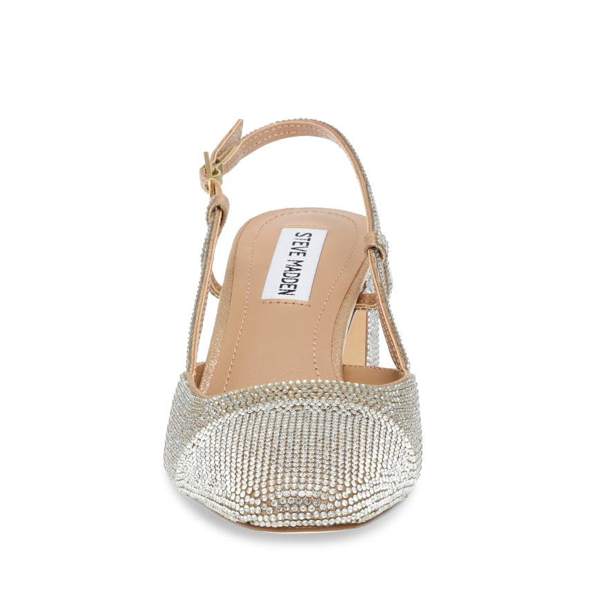 Zeina R Champagne Tacones con Brillos para Mujer