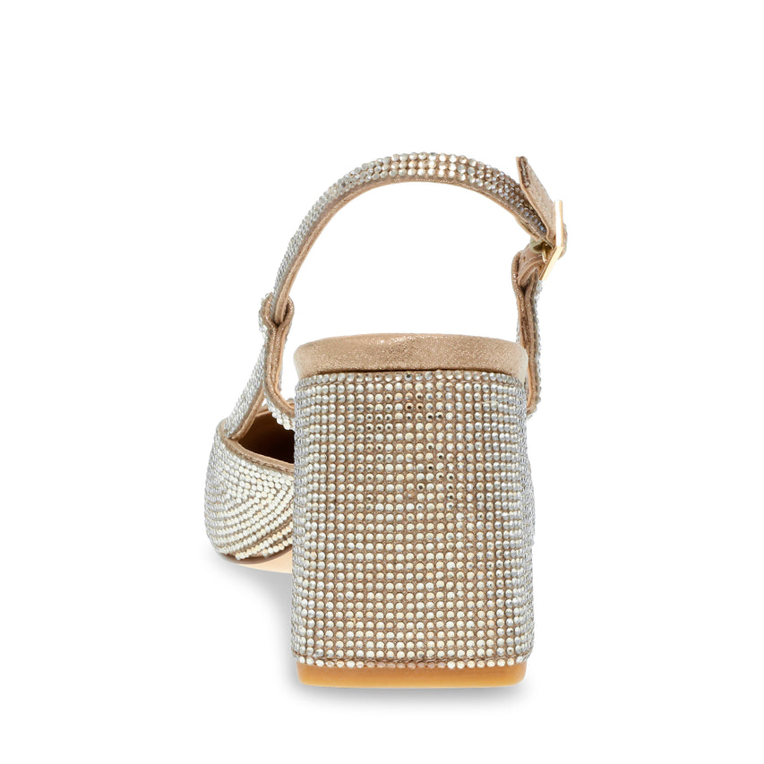 Zeina R Champagne Tacones Plata con Brillos para Mujer