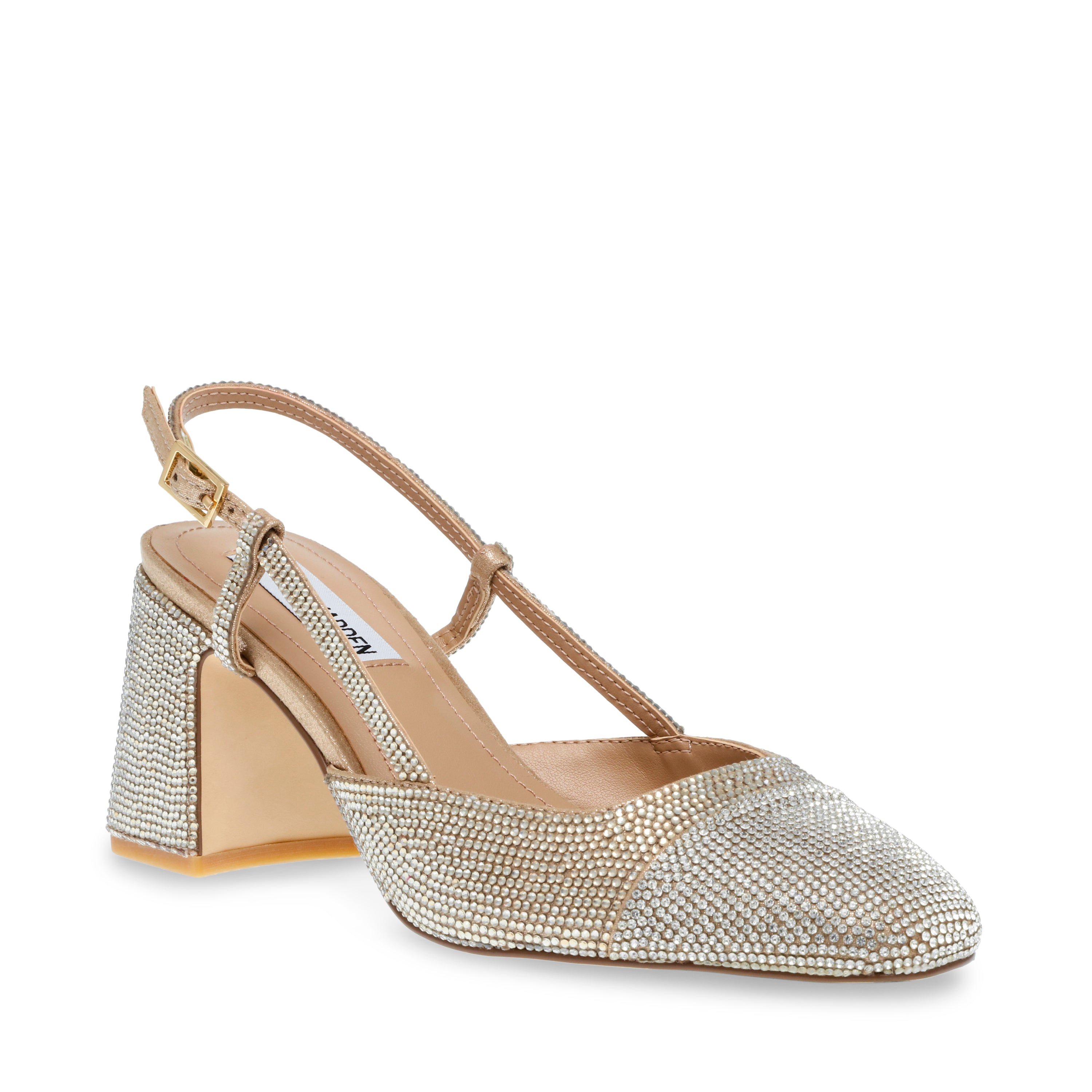Zeina R Champagne Tacones Plata con Brillos