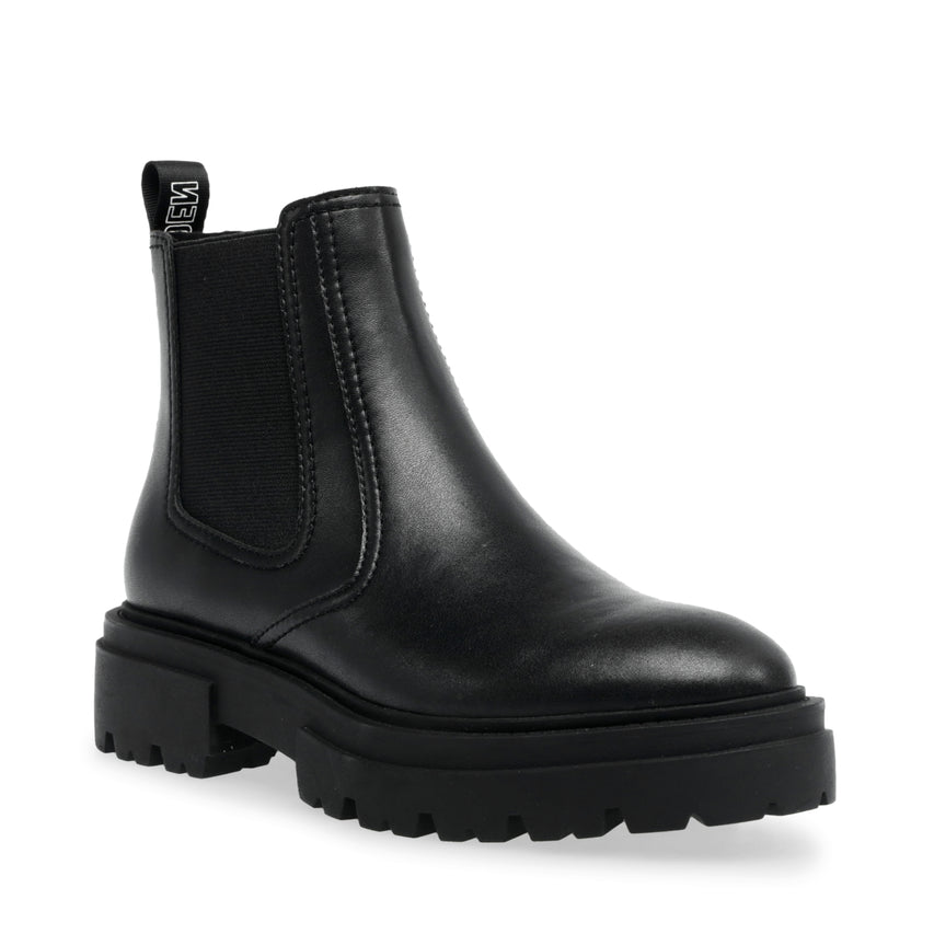 Astute Black Leather Botines Negros
