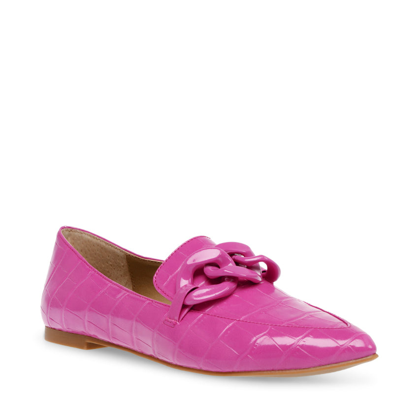 Famed Fuchsia Croco Flats Rosas
