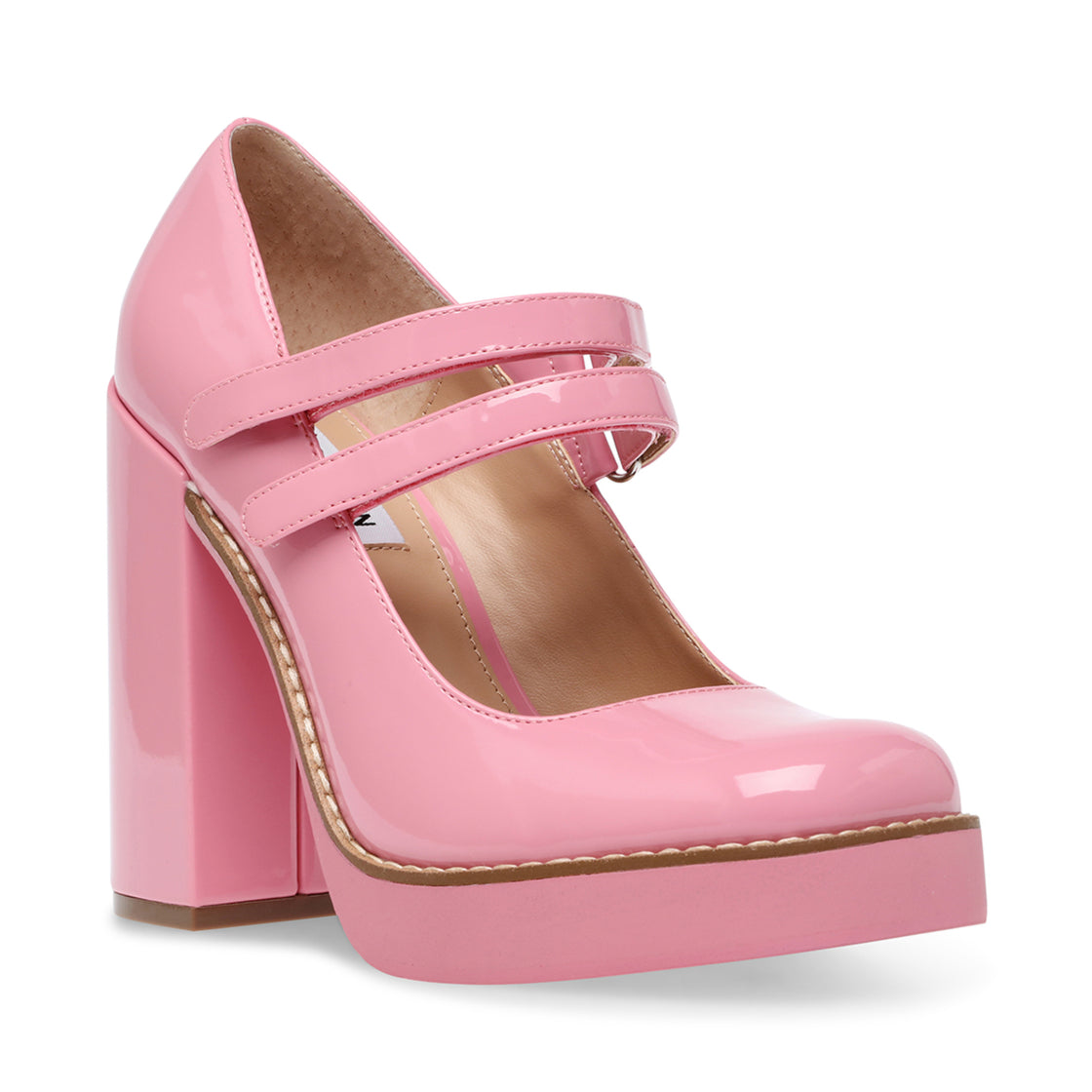 Twice Pink Patent Tacones Rosas Ángulo Derecho
