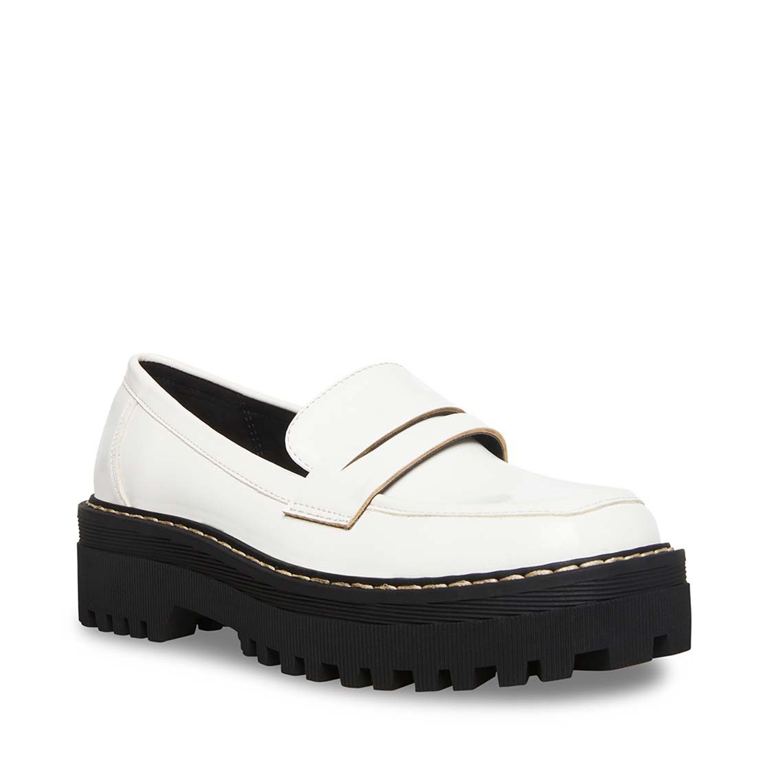 Haazel White Patent Mocacines Blancos de Charol