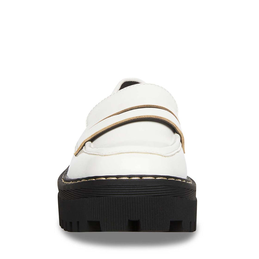 Haazel White Patent Mocacines para Mujer