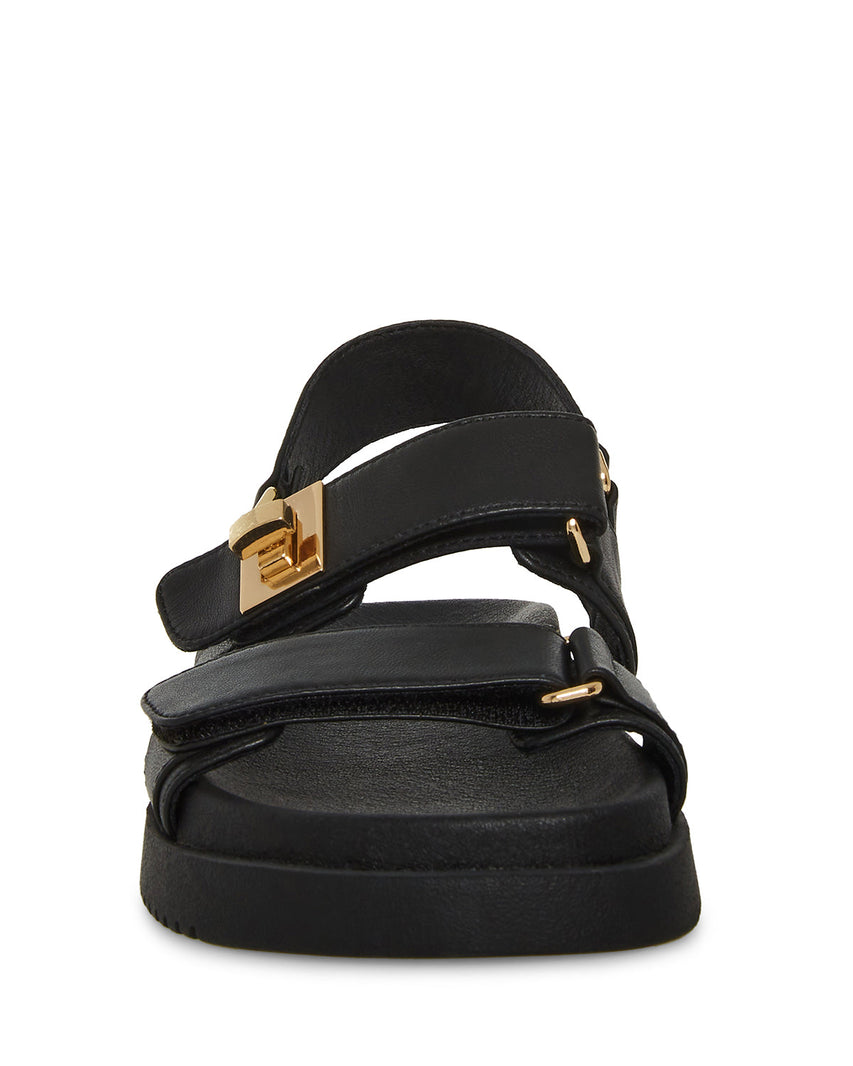 Mona Black Leather Sandalias de Piel Para Mujer