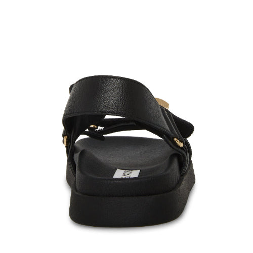 Mona Black Leather Sandalias de Piel Negras para Mujer 