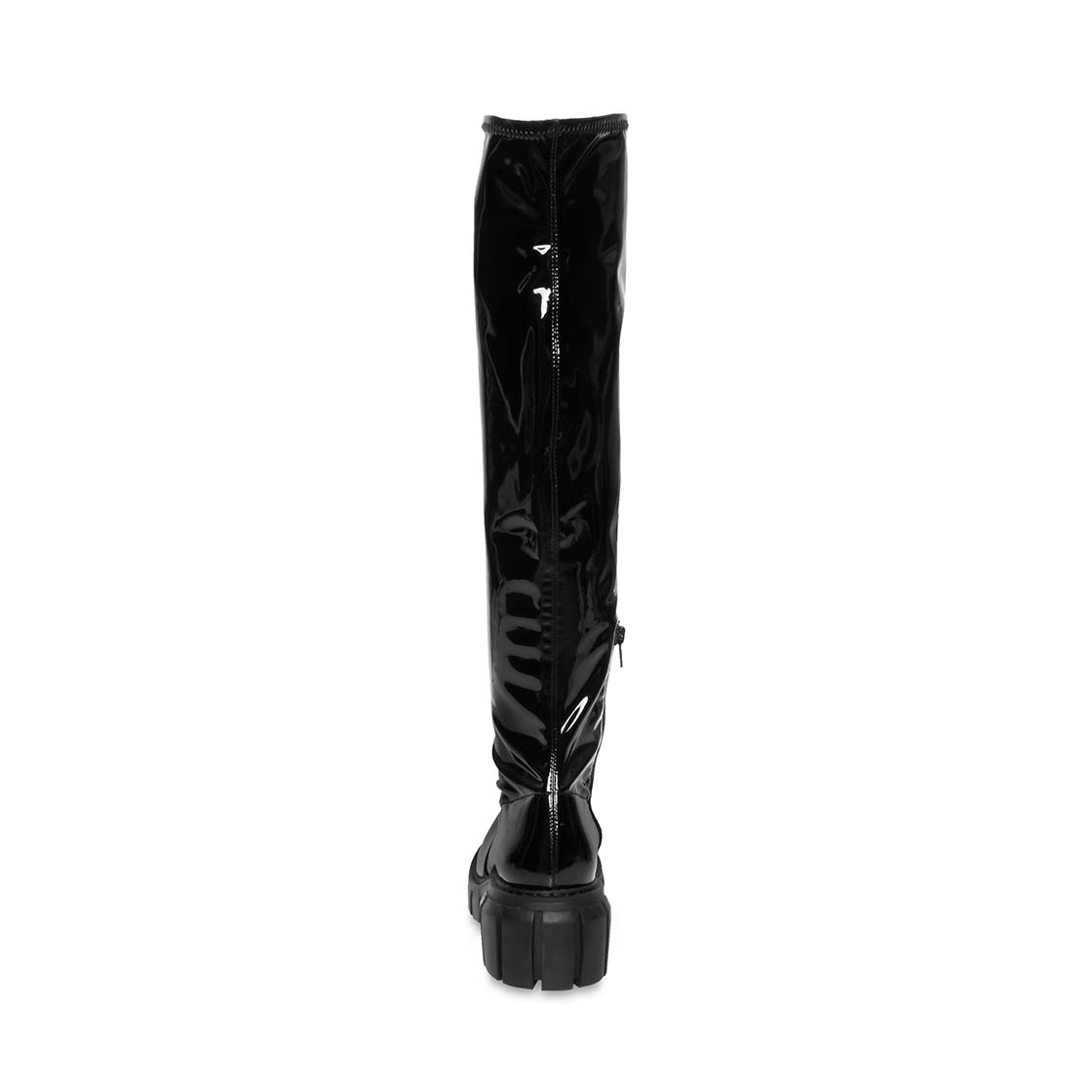 Rosaliaa Black Patent Botas Largas Negras de Charol para Mujer