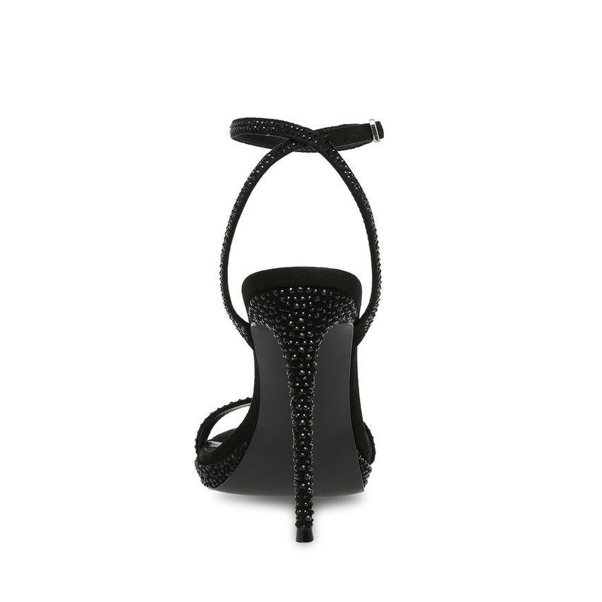Wordly R Blk Crystal Tacones Negros Brillos para Mujer