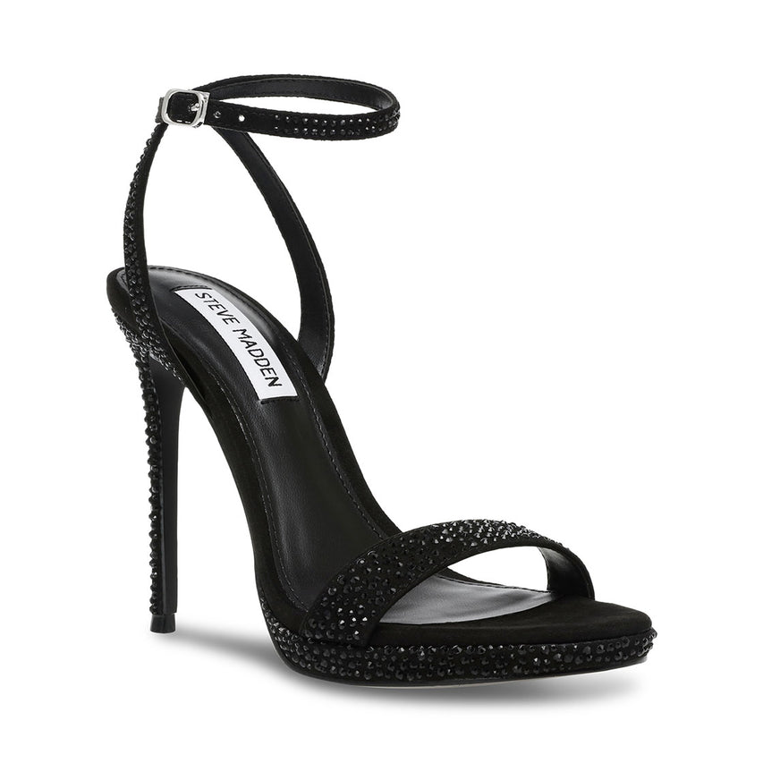 Wordly R Blk Crystal Tacones Negros Brillos